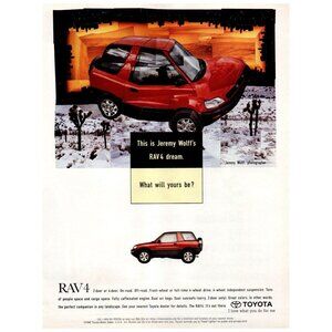 1997 Toyota RAV4 2 Door Compact SUV Vintage Print Ad Joshua Tree Wall Art